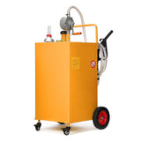 Garvee 40 Gal Fuel Caddy with Manual Pump, Heavy Duty Gasoline & Diesel Transfer Tank, Portable Spill-Proof Fuel Container on 4 Wheels for Boat, Truck, ATV, Lawn Mower, Orange