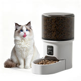 Garvee 4L Automatic Pet Feeder for Cats and Small Dogs, Dual Power Supply, Timer Function, Durable Plastic, Detachable Bowl, Home Use, White - Weiß