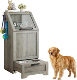 Garvee Dog Feeding Cabinet - Durable Wood, Adjustable Shelves, Space-Saving Indoor Storage, Easy Access, Organized Design