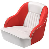 Garvee Pontoon Boat Seat Captain Bucket Seat Thickened Sponge Padding Fishing Sightseeing Speedboat Canoe 19.5"H x 22"W x 21.5"D - White And Red Stitching
