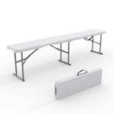Garvee Portable Folding Bench 6 Foot HDPE Plastic Foldable Bench With Carrying Handle For Outdoor Picnic Camping Party Sports Activities White