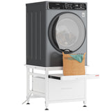 Garvee 29" Heavy Duty Metal Washer and Dryer Pedestals with Pullout-Shelf and Drawer, Universal Fit, Adjustable Feet, White, 29x29x23" - White