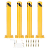 Garvee 48" Safety Bollard 4.5" Diameter Commercial Grade Steel Post High-Visibility Yellow for Storefronts Warehouses Set of 4