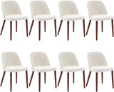 Garvee Set of 8 Mid-Century Modern Fabric Upholstered Dining Chairs with Padded and Solid Wood Legs, Beige