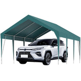 Garvee 12'x20' Carport with Upgraded Frame, Adjustable Height 9.3-10 FT, Waterproof & UV-Resistant Portable Garage Shelter for Cars, Boats, Trucks, Multiple Colors - Green