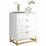 Garvee White 4 Drawer Dresser with Gold Metal Handles for Bedroom, Hallway, Entryway - Large, Modern, Durable - White