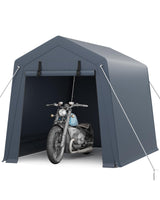 Garvee Portable Outdoor Storage Shed 6x6 FT with Dual Roll-Up Zipper Doors & Vents, 240G Heavy-Duty Waterproof PE Tarp, UV-Resistant Steel Frame, Gray, Motorcycle & Tool Shelter - Dark Grey
