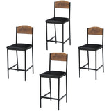 Garvee Bar Stools Set of 4, 39.3 in Counter Height, Wide Cozy PU Leather Seat, Brown, Modern Square Upholstered Bar Chair with Back and Footrest for Island, Counter Bar, Dining Room