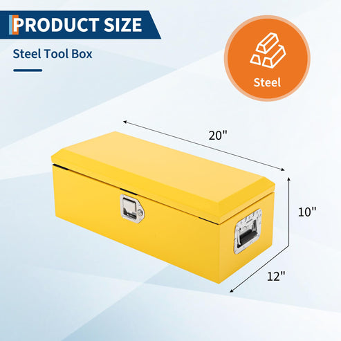 Garvee 48 Inch Steel Truck Bed Tool Box - Diamond Plate Design with Side Handles and Locking Keys, Compact Storage for Pickup Trucks, RVs, and Trailers, Yellow