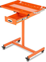 Garvee Heavy Duty Rolling Work Table, Adjustable Height Mobile Workbench, 35-45 Inch Steel Frame, for Garage, Repair Shops & DIY, Orange - Orange