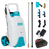 Garvee 13 Gallons Battery Powered Sprayer With Wheeled Cart, 18V 4Ah Electric Sprayer For Lawn Care, Adjustable 80PSI Pressure, 6 Nozzles, 2 Wands, Black