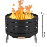 Garvee Smokeless Fire Pit 26-Inch Outdoor Stainless Steel Firepit With Accessories For Backyard Camping Black