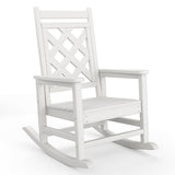 Garvee Outdoor Rocking Chair HDPE Weather Resistant Patio Rocker White for Deck Pool Backyard