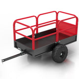 Garvee 1700Lb Utility Dump Trailer Cart Heavy-Duty Cargo Trailer with Tailgate for Lawn Tractors ATV UTV Four Wheelers 17 Cubic Feet Capacity Red - Red/Steel Panel