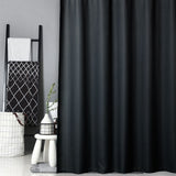 Garvee Black Fabric Shower Curtain Waffle Weave Textured Fabric For Bathroom 72x72 Inch Black - Black