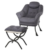 Garvee Comfy Lazy Chair with Ottoman Ergonomic Reading Chair Armrests Small Apartments Bedroom Living Room Velvet - Rabbit Fur Gray No. 10