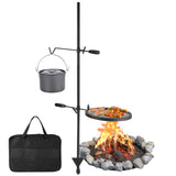 Garvee Swivel Campfire Grill Grate Heavy Duty Steel Fire Pit Grill 360° Rotation Portable Outdoor Cooking Equipment Camping BBQ Picnic - Black