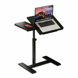 Garvee Height Adjustable Overbed Bedside Table with Wheels, Split Top Tilt, Mobile Laptop Desk Cart, Hospital Home Use, Black - Black