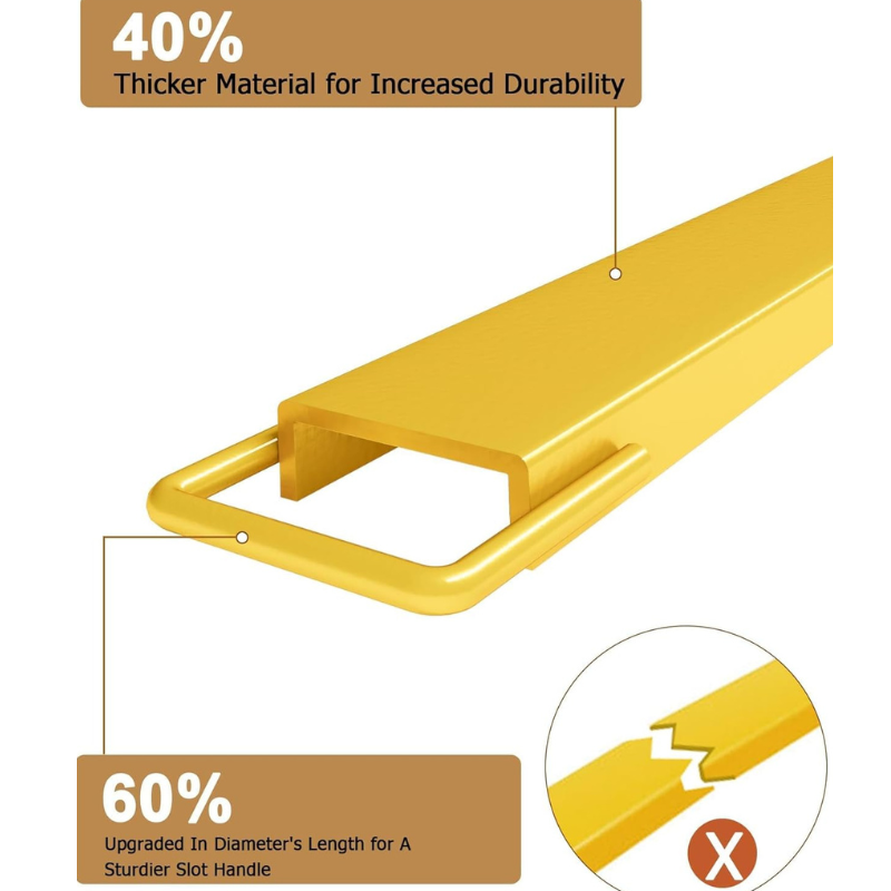 Garvee 5.5" Width Pallet Fork Extension, 4600 LBS Max Heavy Duty Steel Pallet Extensions for Forklift Truck - Yellow / 60x5.5 inch