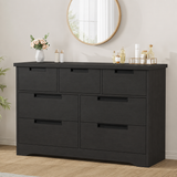 Garvee 7-Drawer Natural Modern Bedroom Dresser | Embedded Handles Wooden Chest | Organizer for Living Room, Nursery & Hallway