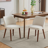 Garvee Dining Chair Set of 2 Wood Linen Upholstered High-Density Foam Wingback Solid Wood Legs Modern Design Kitchen Living Room 42x47x78cm Beige - 2-Pack Linen | Creamy White