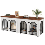 Garvee 71" Double Dog Crate Furniture Wooden Kennel for 2 Large Medium Dogs with Divider Cushion White Brown Space-Saving Durable