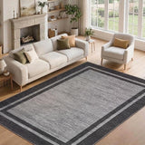 Garvee 8x10 Area Rugs Modern Border Washable Stain Resistant Non Shedding Indoor Carpet Black Grey - Border - Black/Grey