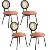 Garvee Modern Rattan Dining Chair Set with Padded Backrest and Metal Legs for Living & Dining Rooms, Black & Brown, Ergonomic Comfort - Brown_1