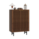 Garvee Narrow 6-Tier Shoe Cabinet with Shutter Doors, Wooden Shoe Storage Organizer, Freestanding Modern Farmhouse Shoe Rack, 33.46"W x 13.78"D x 43.31"H, Walnut
