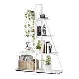 Garvee 4 Tier Ladder Bookshelf A-Shaped Corner Shelf Stand Steel Frame White For Home Office Living Room Kitchen - White