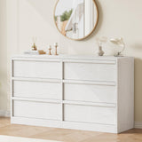 Garvee 6 Drawer Dresser Antique White Wooden Chest Organizer for Bedroom Living Room Nursery Entryway 47in Wide