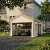 Garvee Heavy Duty Carport Canopy Replacement Cover Waterproof UV Wind Resistant PE Tarp Outdoor Gazebo 13x25 ft Yellow 200G