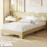 Garvee Wood Platform Bed Frame Twin XL With Wood Slat Support No Box Spring Needed Minimalist Design 5-Inch Clearance Natural Wood Color - Natural Oak