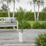 Garvee 4.3FT Artificial Palm Tree with White Planter, Indoor Outdoor Tropical Decor, 52inch Tall, Lifelike Green Leaves