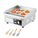 Garvee 14 in Commercial Electric Griddle 1600W Teppanyaki Flat Top Grill with Shovels & Brushes Adjustable Temperature Control Non-Stick Surface