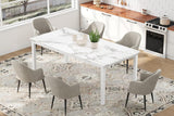 Garvee 79 in Dining Table for 6, Farmhouse Wooden Kitchen Table with Sturdy Metal Frame, Rectangular Industrial Style, White - White 1