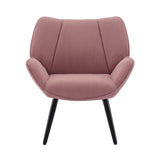 Garvee Modern Cord Wingback Chair with Storage, Ergonomic High Back, Comfortable Armrests, Metal & Wood Frame, Compact White for Living Room - Pink