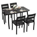 Garvee Dining Table Set for 4, 5 Piece Metal Frame Kitchen Table and Chair Set, Chamfer Design, Space-Saving, Black, Small Spaces, Apartment, Studio - Black