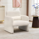Garvee Accent Chair Chenille Reading Chair Modern Lounge Chair Bedroom Comfy Living Room Cream White