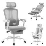 Garvee Ergonomic Office Chair with Adjustable Lumbar Support and Footrest, High Back Mesh, Grey, Home Office