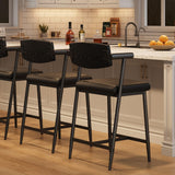 Garvee Counter Height Bar Stools Set of 2 with Arms, Upholstered Modern Bar Stools, Wood Back & Footrest, 26", Retro Black - Retro Black