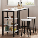 Garvee 3-Piece Compact Bar Table Set with Storage Shelves, Counter Height Dining Set, Space-Saving, Black - Black