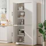 Garvee Kitchen Storage Pantry Cabinet With 4 Doors Adjustable Shelves For Dining Living Room 30L x 14.5W x 70.4H Retro White - Retro White With Wood Door