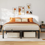 Garvee Queen Size Bed Frame 14 Inch High Metal Platform With Durable Steel Slats & Legs For Bedroom Storage Black