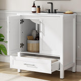Garvee 30" Bathroom Vanity with Sink, Freestanding Wood Cabinet, White, Easy Assembly & Large Storage - White