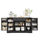Garvee 55" Buffet Cabinet with Storage, Sideboard with Drawer, Modern Kitchen Storage, Freestanding Wood Coffee Bar, Black - Black