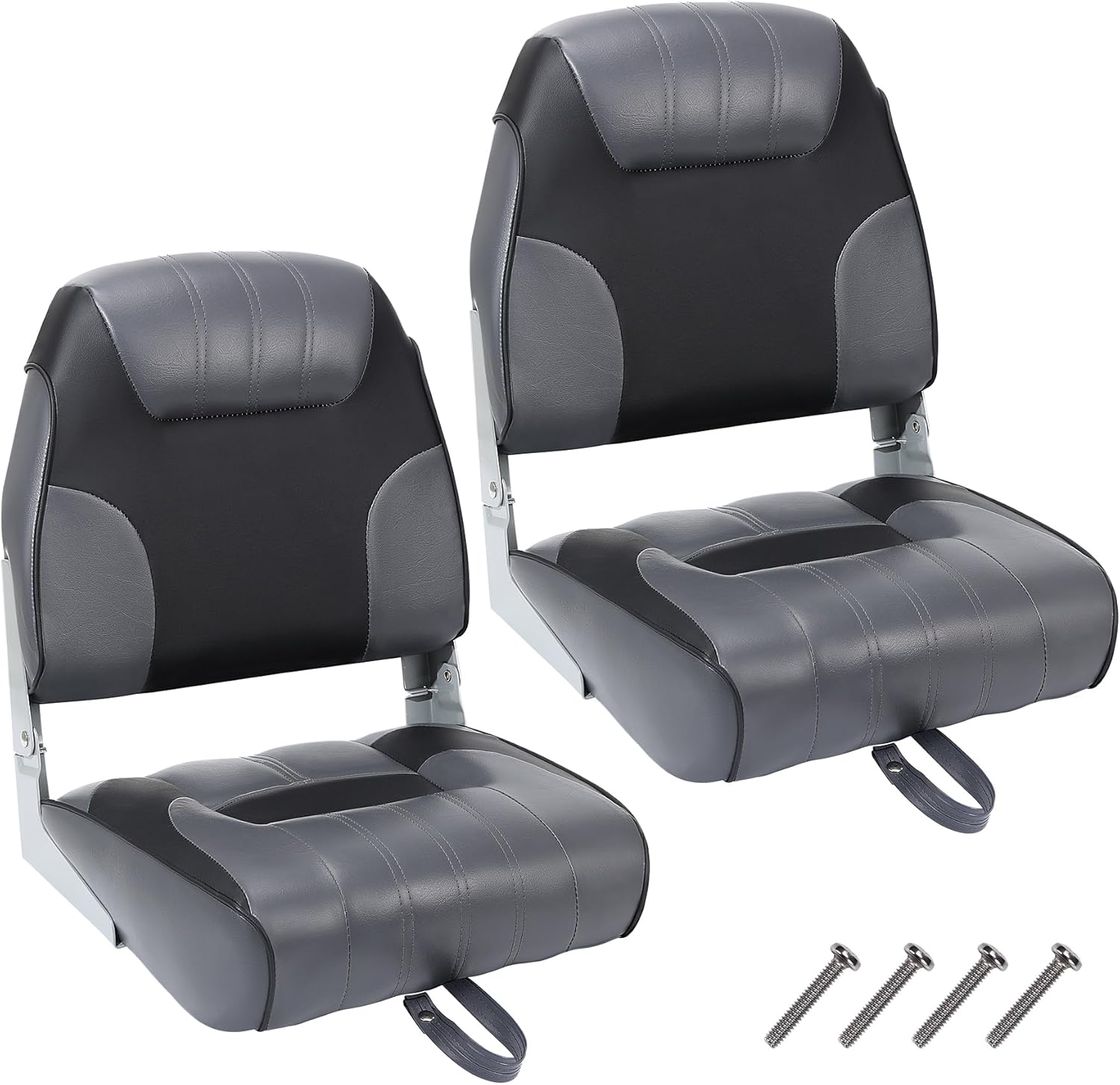 Garvee 2 Pack Fold-Down Boat Seats + Thickened Sponge Padding + Weather-Resistant PVC + Aluminum Hinges + Easy Installation + Sightseeing & Fishing