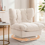 Garvee Chenille Swivel Accent Chair 360° Rotation Oversize Base 20.8in Extended Seat Cozy Cotton Filling Living Room Bedroom Office - Beige