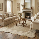 Garvee Christmas Rugs Scalloped Floral Design Non Slip Washable 8x10 Camel for Living Room Bedroom Nursery - Camel