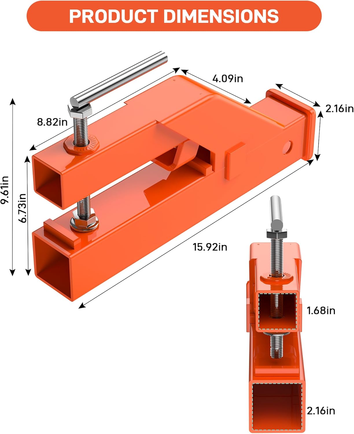 Garvee 2 Inch Clamp-On Trailer Hitch Receiver for Tractor Bucket Adapter